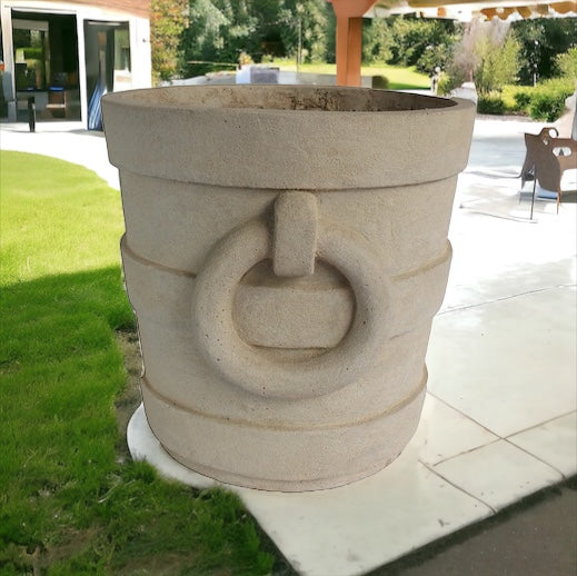 AZTEC - Round Planter - Cast Limestone
