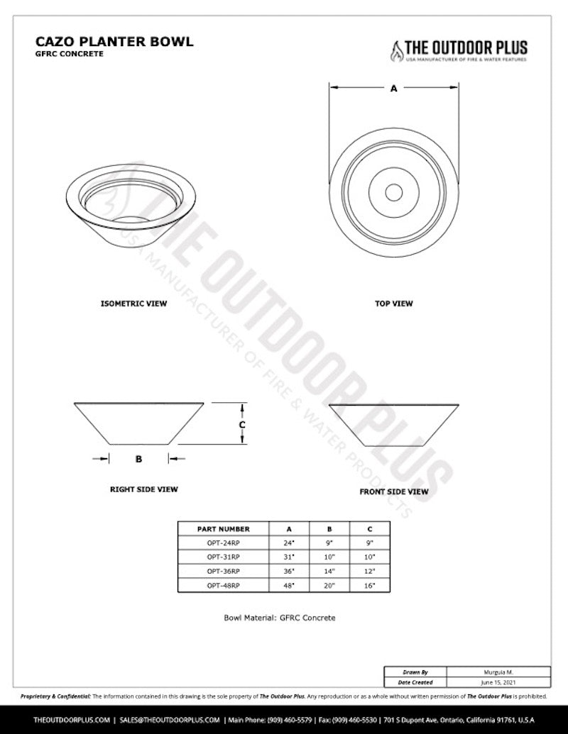 CAZO -  Planter Bowl - GFRC Concrete