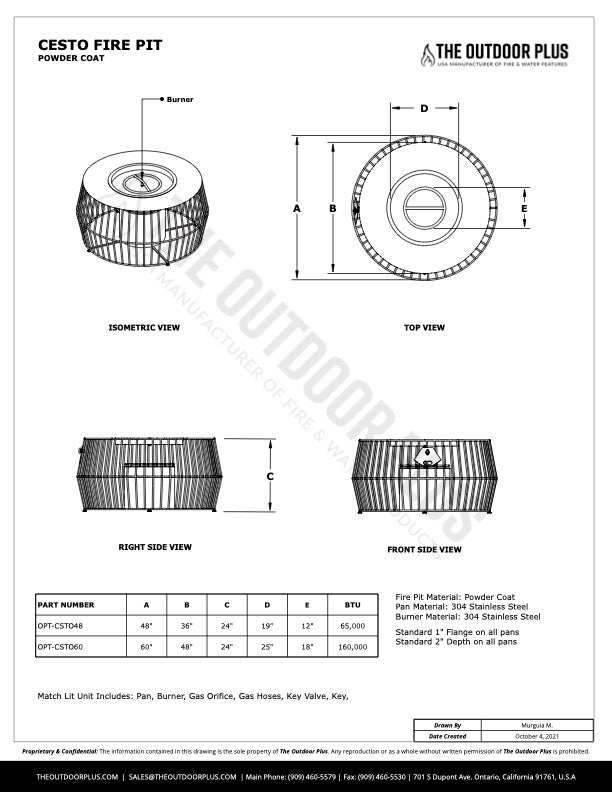 CESTO Fire Pit - Black and White Collection - Metal Powder Coated
