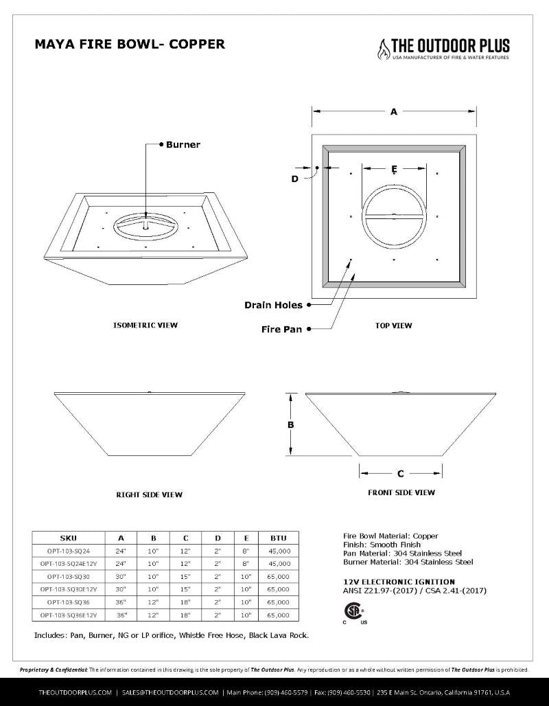 MAYA - Fire Bowl - Hammered Copper