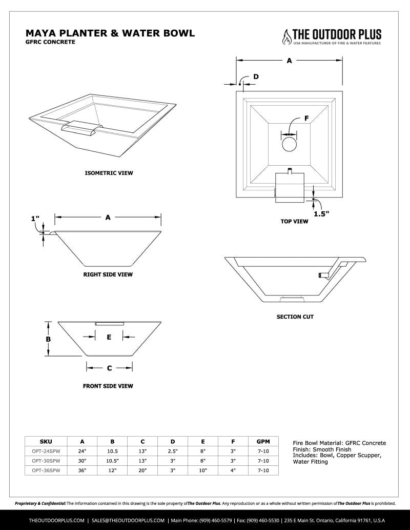 MAYA - Planter & Water Bowl - GFRC Concrete
