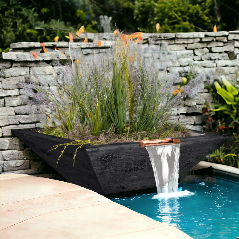 MAYA - Planter & Water Bowl - Wood Grain GFRC Concrete