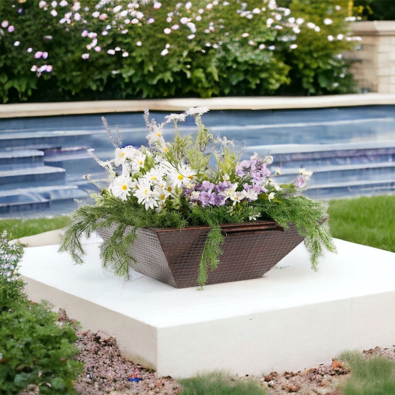 MAYA - Planter & Water Bowl - Hammered Copper