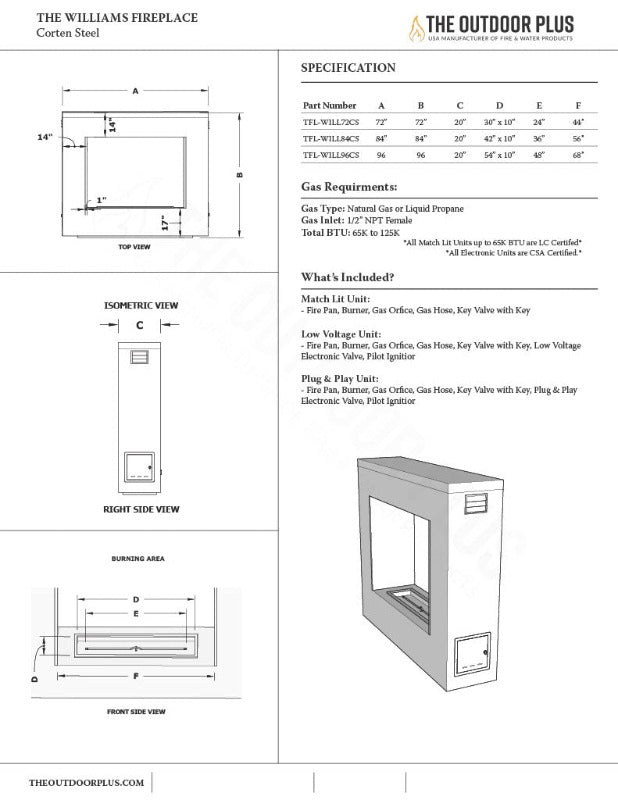 THE WILLIAMS FIREPLACE - Corten Steel