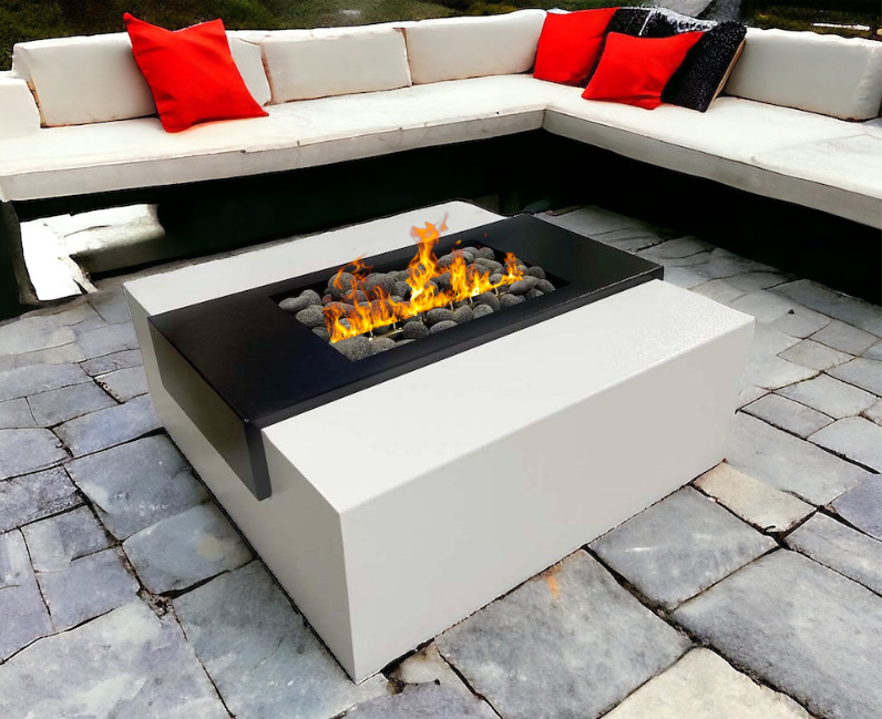GALLAWAY Fire Pit - Black and White Collection - Metal Powder Coated